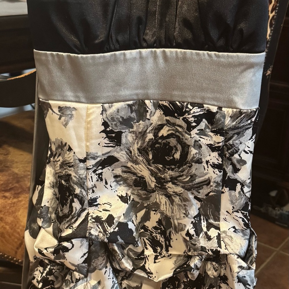 Floral Black and Gray Mini Dress